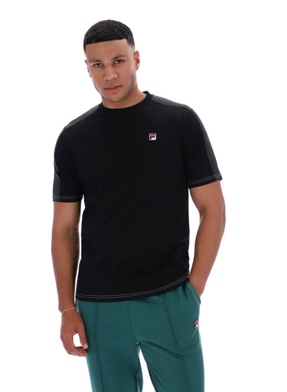 Black Trey Contrast Stitch Tee - Black