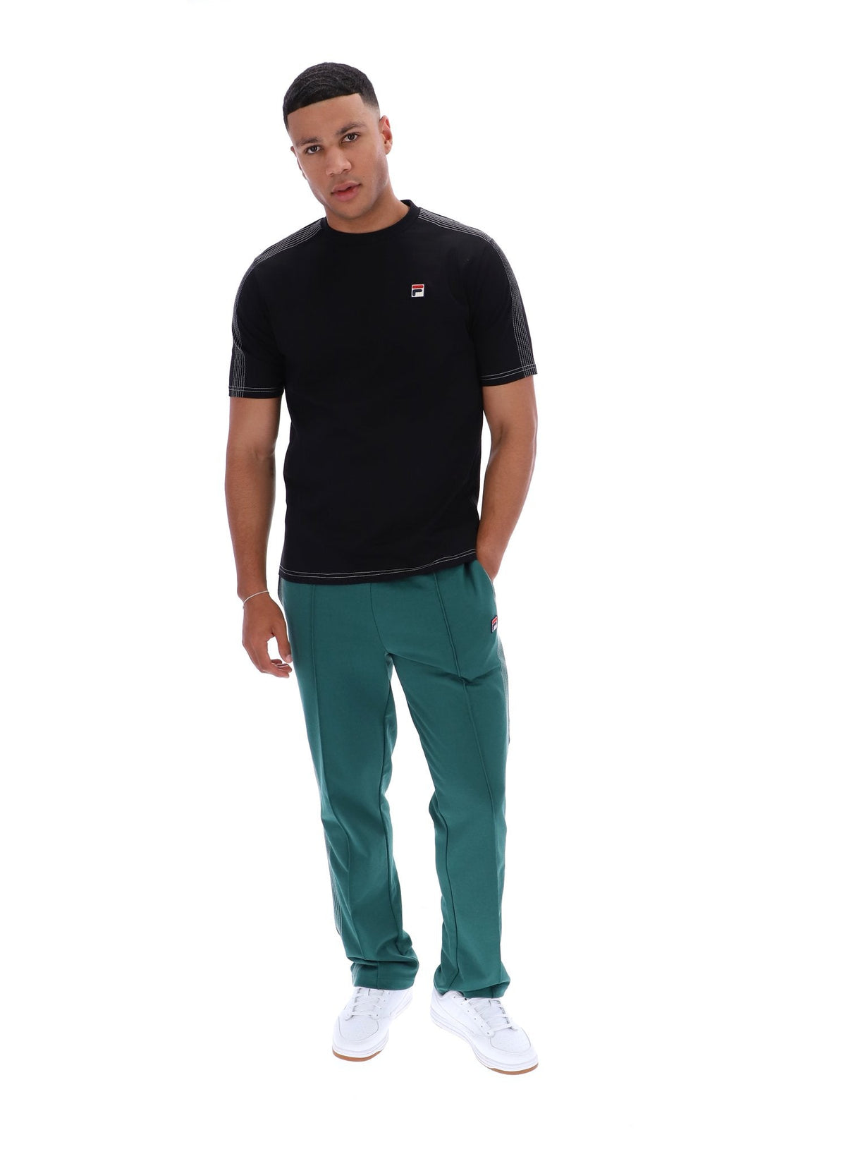 Black Trey Contrast Stitch Tee - Black