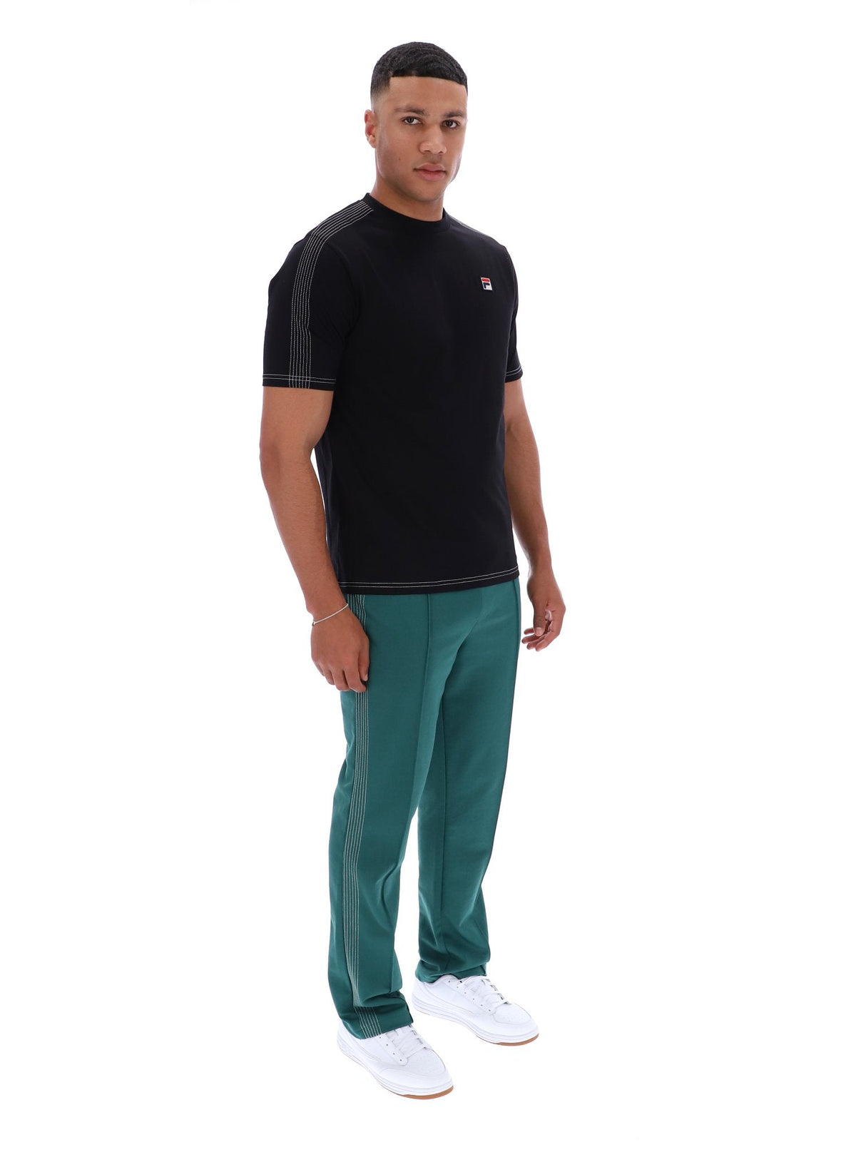 Black Trey Contrast Stitch Tee - Black