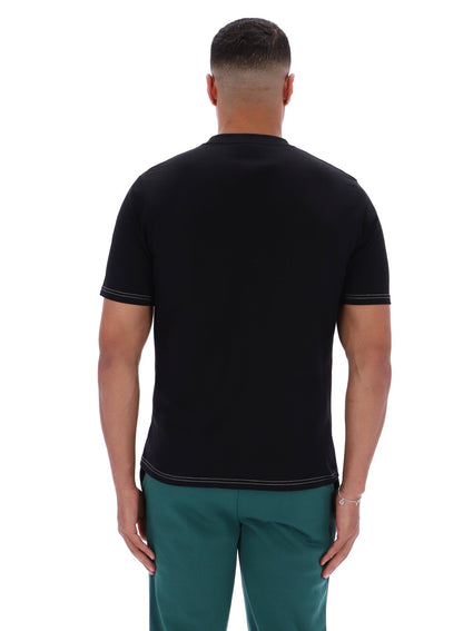 Black Trey Contrast Stitch Tee - Black