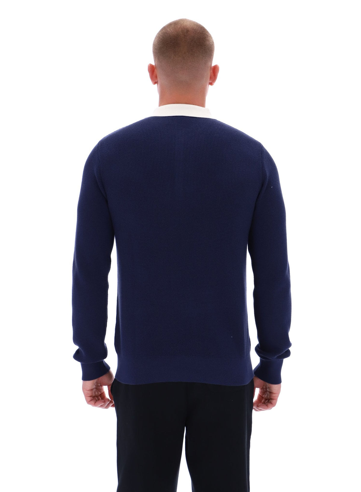 Fila Navy Nowell Waffle Knit Long Sleeve Polo - Fila Navy