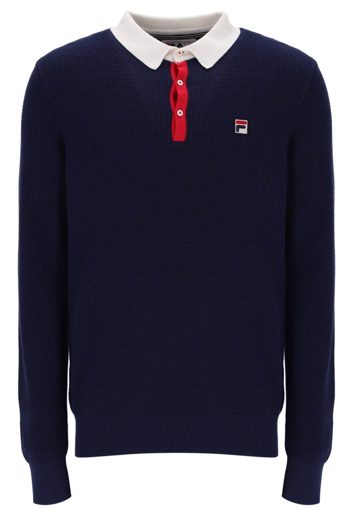Fila Navy Nowell Waffle Knit Long Sleeve Polo - Fila Navy