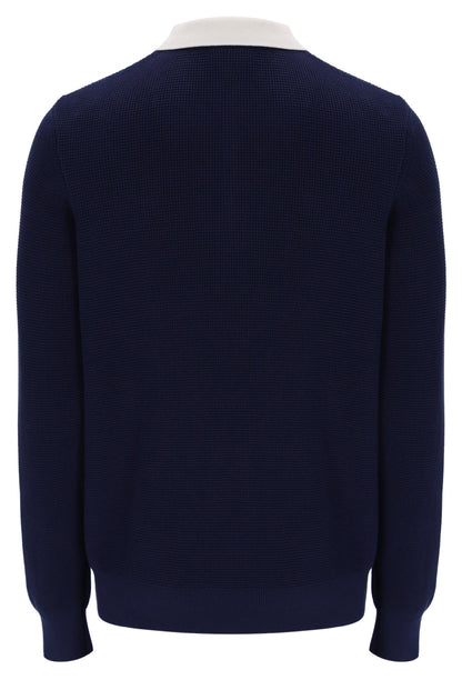 Fila Navy Nowell Waffle Knit Long Sleeve Polo - Fila Navy