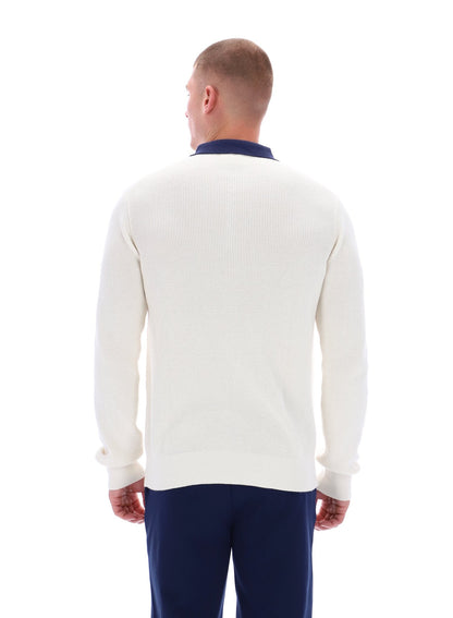 Gardenia Nowell Waffle Knit Long Sleeve Polo - Gardenia