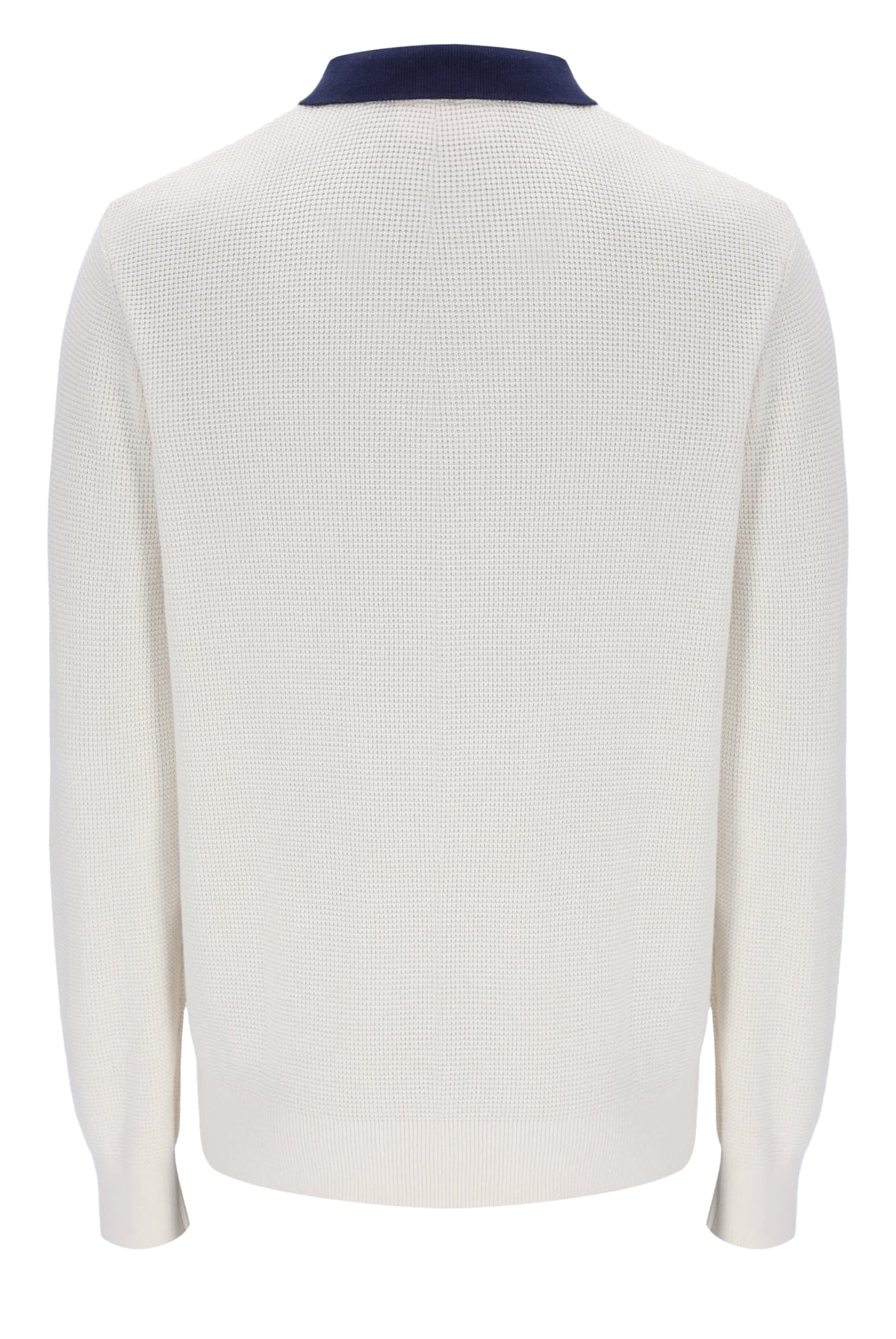 Gardenia Nowell Waffle Knit Long Sleeve Polo - Gardenia