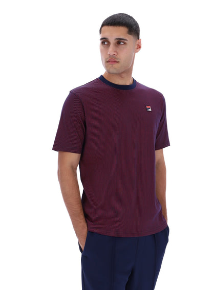 Fila Navy Nilo Printed Pinstripe T-Shirt - Fila Red