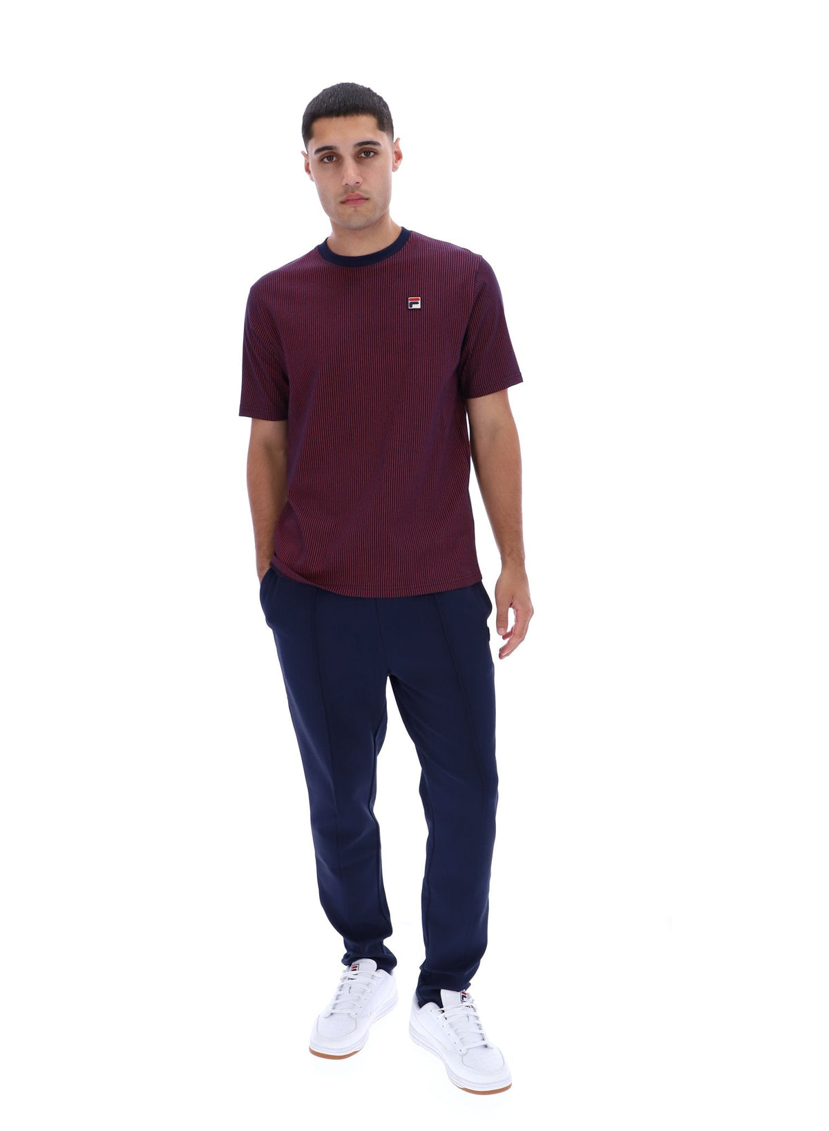 Fila Navy Nilo Printed Pinstripe T-Shirt - Fila Red