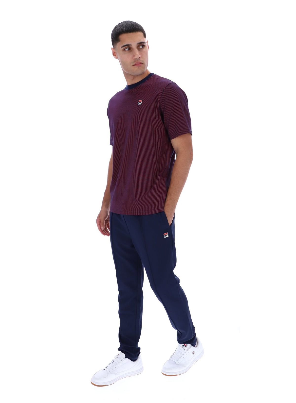 Fila Navy Nilo Printed Pinstripe T-Shirt - Fila Red