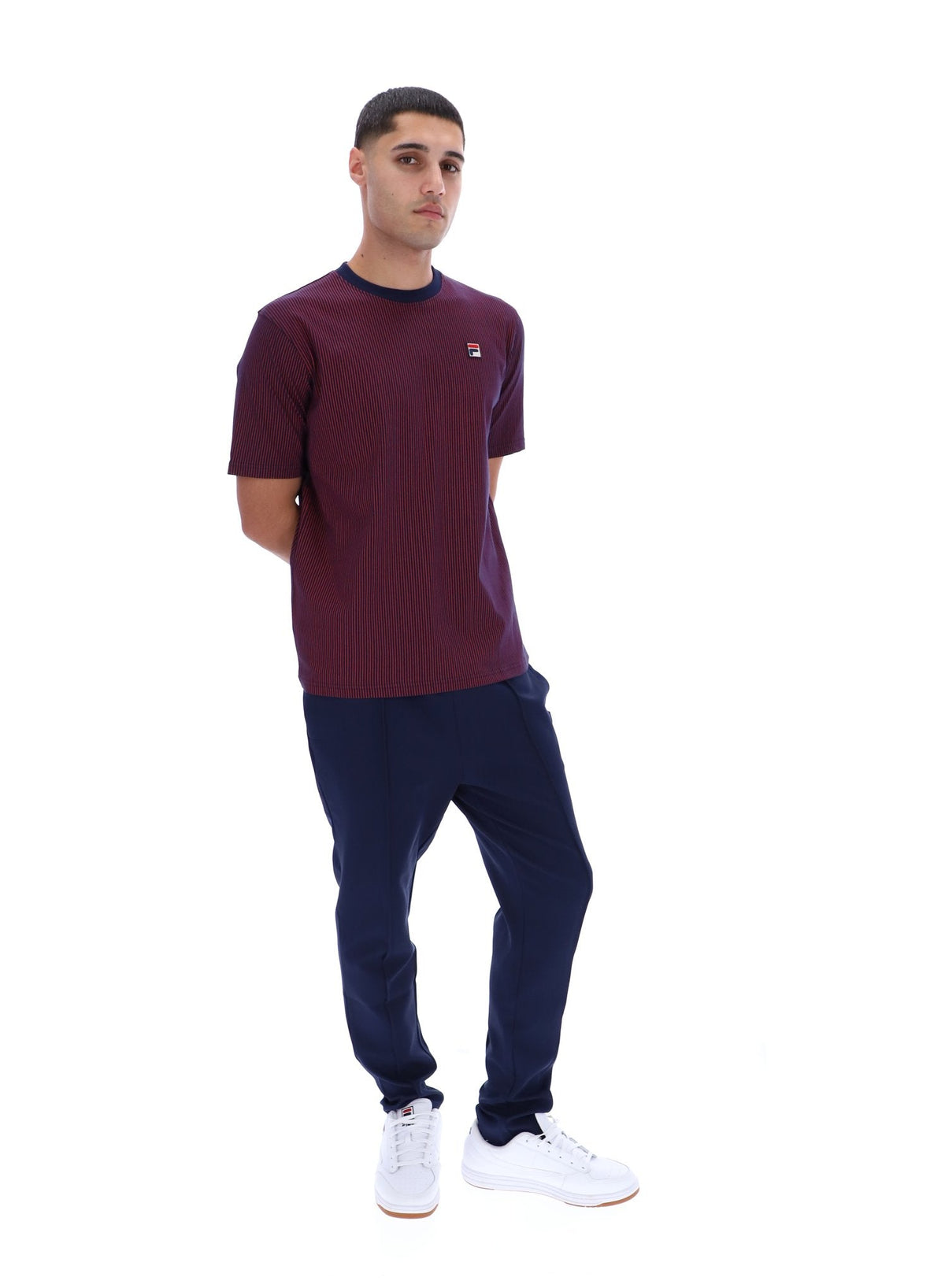 Fila Navy Nilo Printed Pinstripe T-Shirt - Fila Red