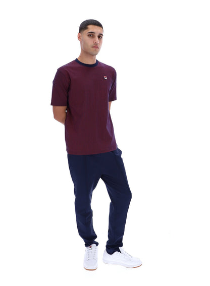 Fila Navy Nilo Printed Pinstripe T-Shirt - Fila Red