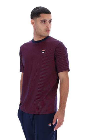 Fila Navy Nilo Printed Pinstripe T-Shirt - Fila Red