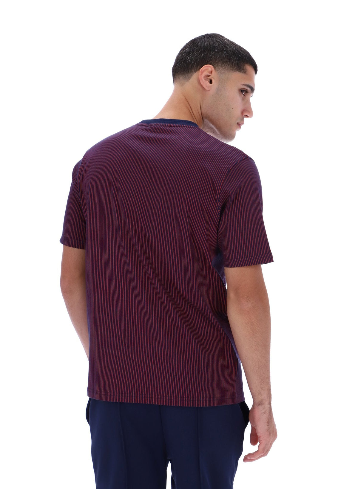 Fila Navy Nilo Printed Pinstripe T-Shirt - Fila Red