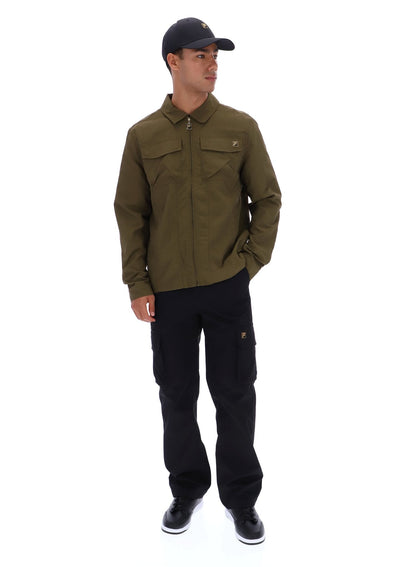 Dark Olive Kasa Zip-Through Overshirt - Dark Olive