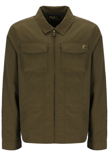 Dark Olive Kasa Zip-Through Overshirt - Dark Olive