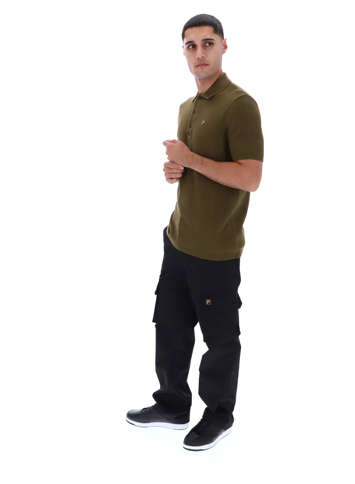 Dark Olive Sander Textured Knit Polo Shirt - Dark Olive