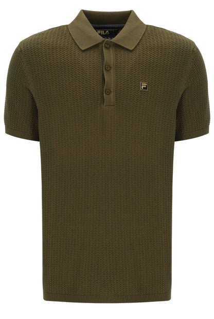 Dark Olive Sander Textured Knit Polo Shirt - Dark Olive