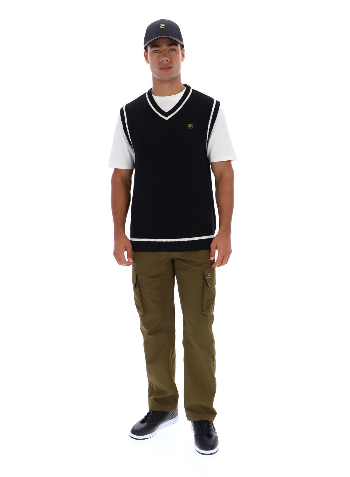 Black Mellor Textured Knit Vest with Tipping - Black