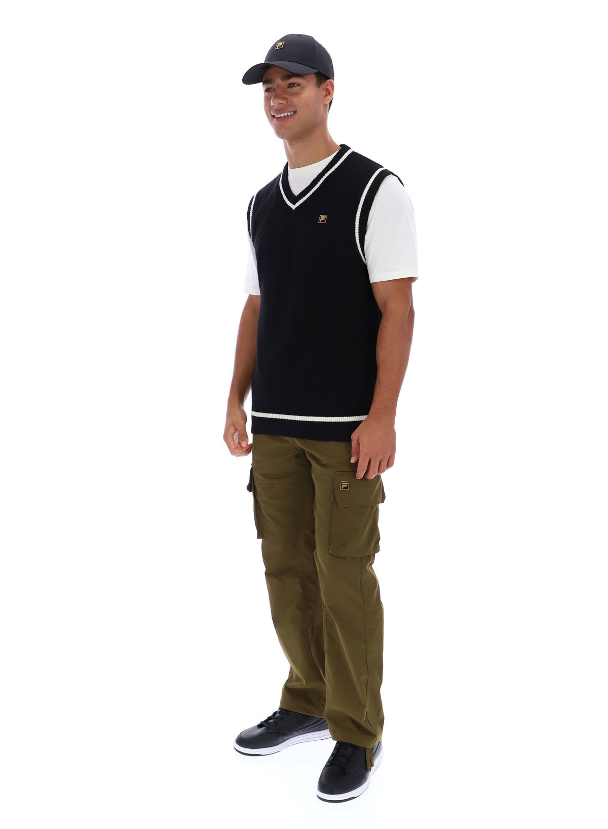 Black Mellor Textured Knit Vest with Tipping - Black