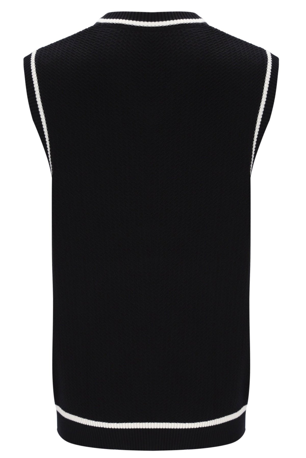 Black Mellor Textured Knit Vest with Tipping - Black