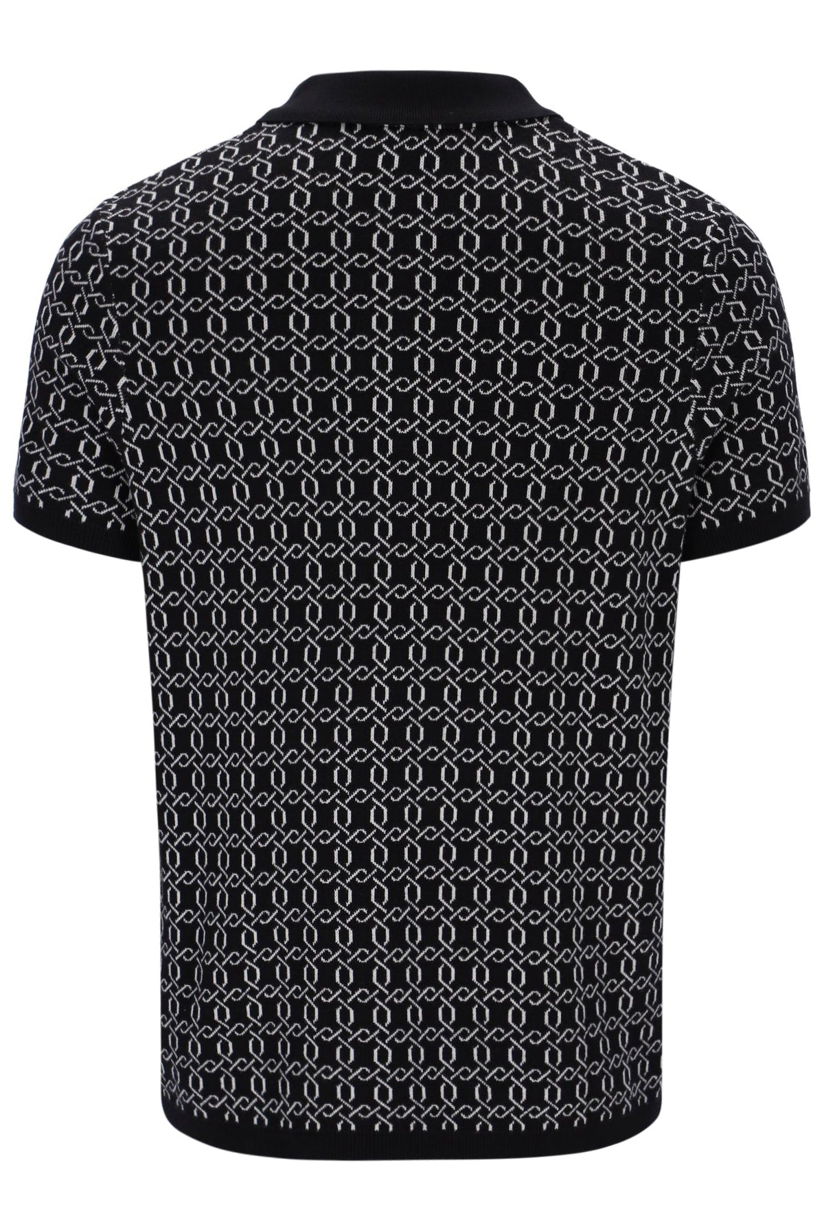 Black Jackson Jacquard Knit Zip Polo Shirt - Black