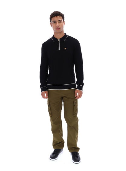 Black Sully Long Sleeve Polo Shirt - Black