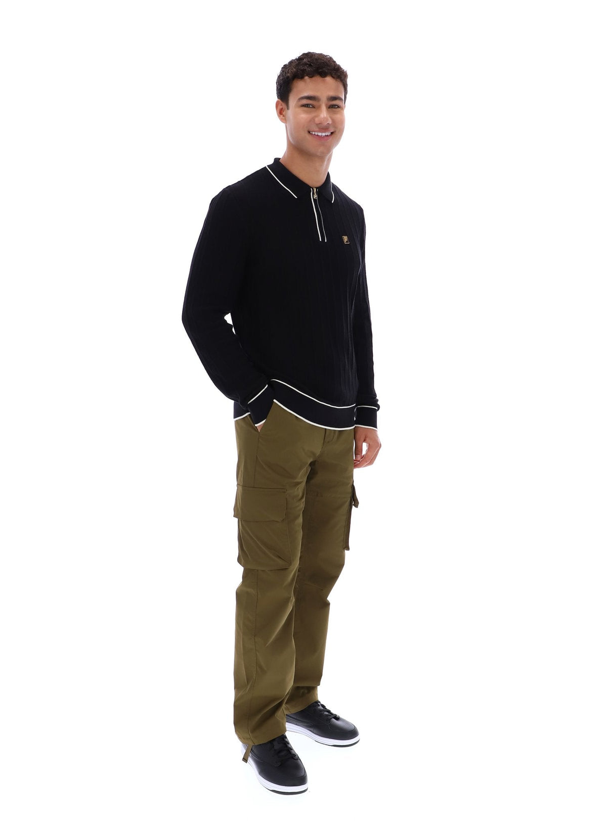 Black Sully Long Sleeve Polo Shirt - Black