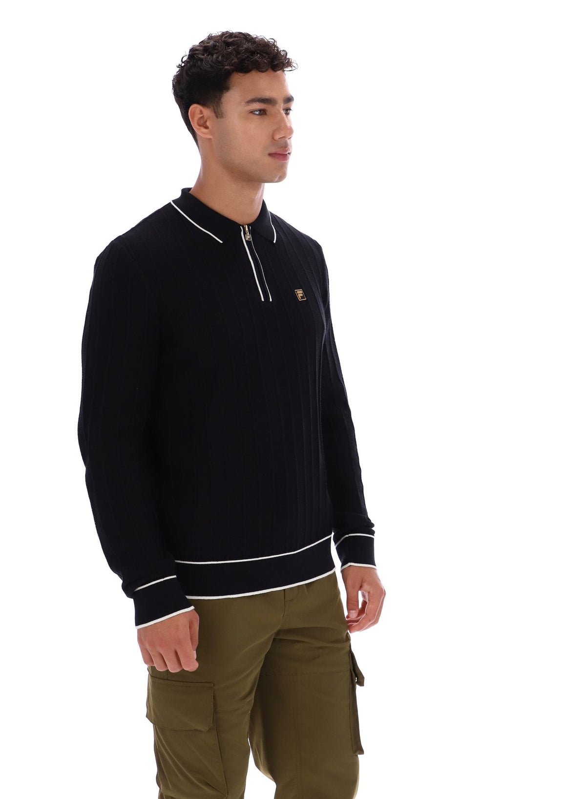 Black Sully Long Sleeve Polo Shirt - Black