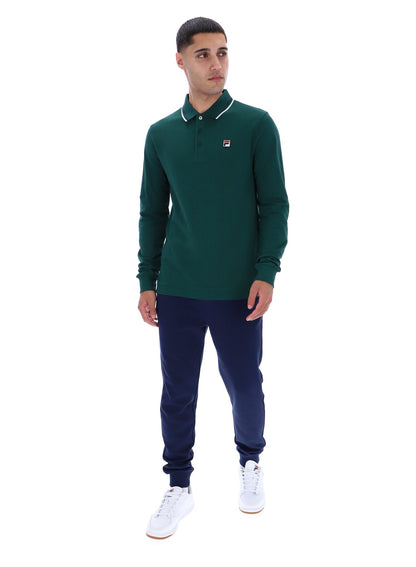 Rain Forest Monte Tipped Collar Long Sleeve Polo - Rain Forest