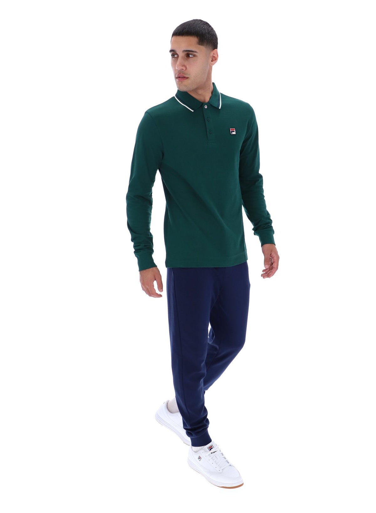 Rain Forest Monte Tipped Collar Long Sleeve Polo - Rain Forest