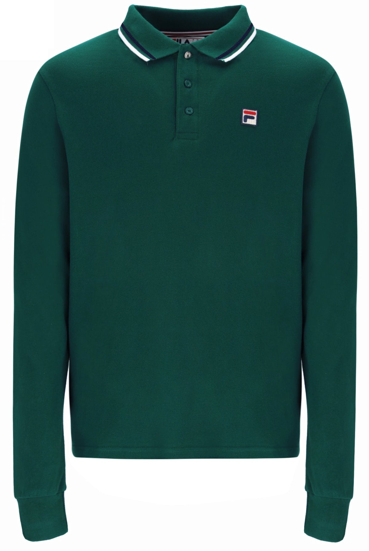 Rain Forest Monte Tipped Collar Long Sleeve Polo - Rain Forest