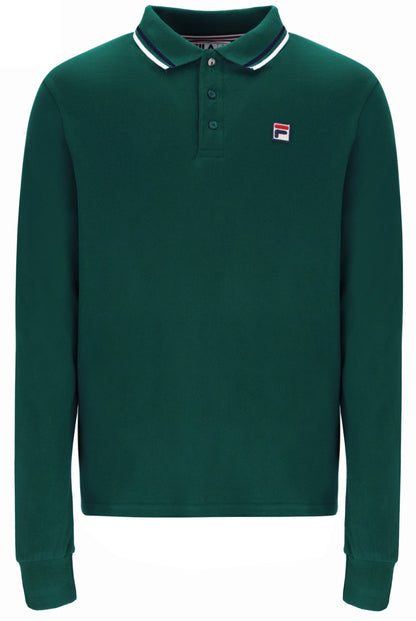Rain Forest Monte Tipped Collar Long Sleeve Polo - Rain Forest