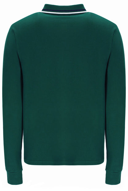 Rain Forest Monte Tipped Collar Long Sleeve Polo - Rain Forest