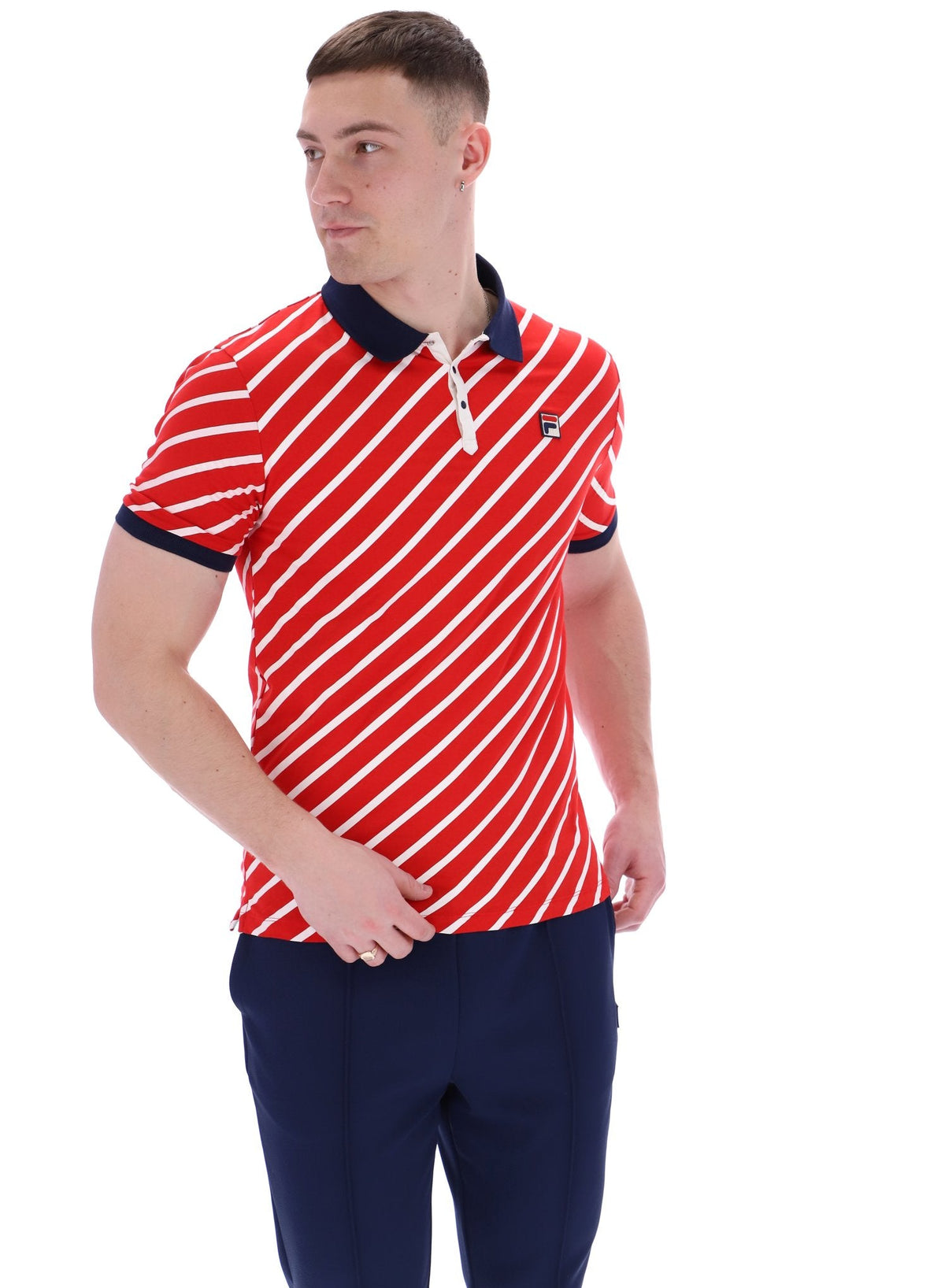 Fila Red Jaye Diagonal Stripe Polo - Fila Red