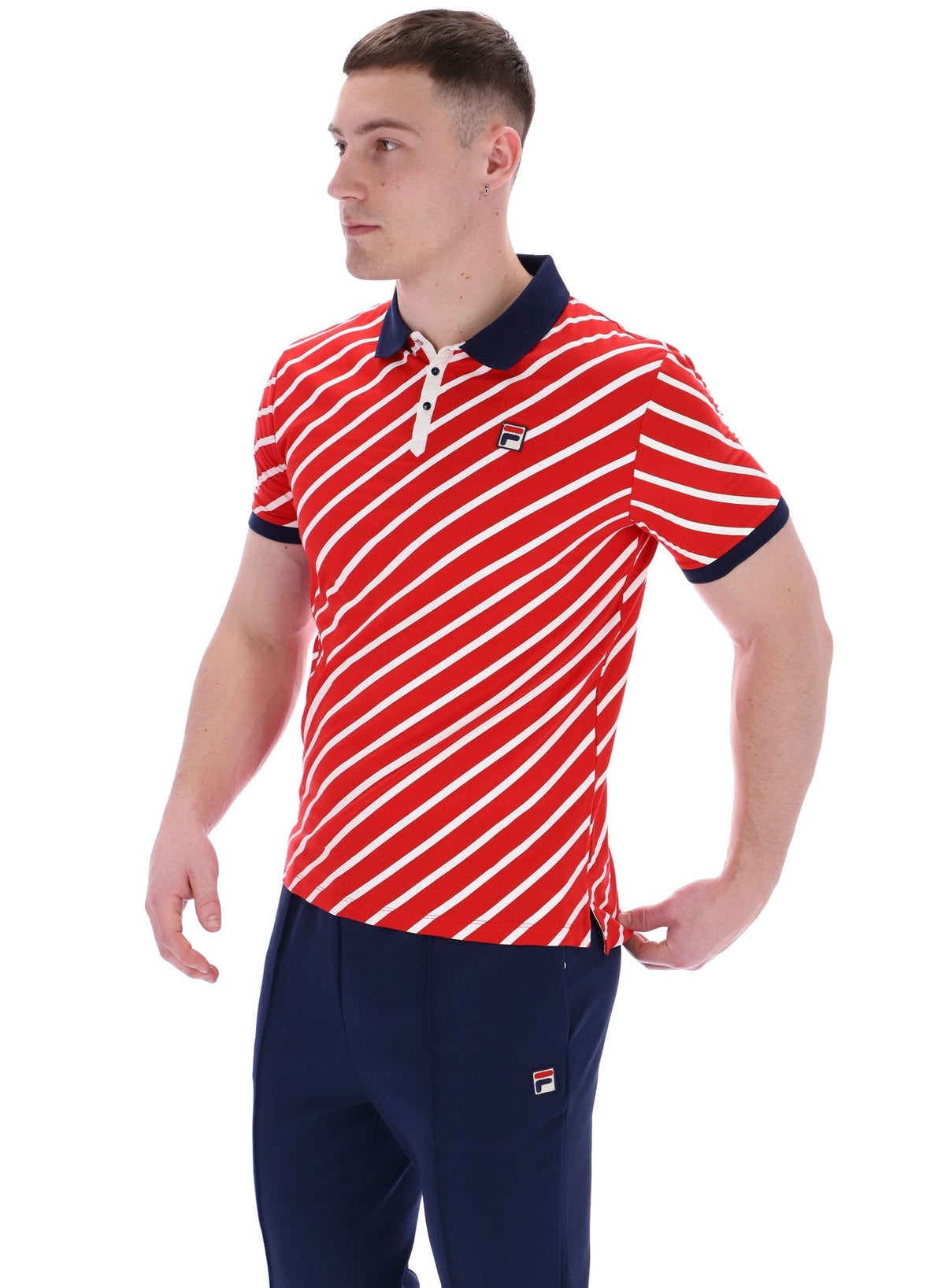 Fila Red Jaye Diagonal Stripe Polo - Fila Red
