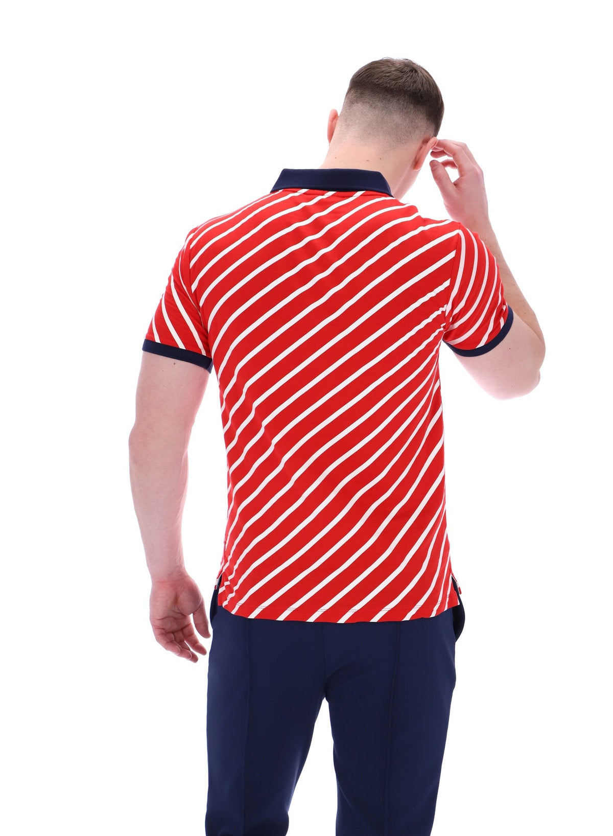 Fila Red Jaye Diagonal Stripe Polo - Fila Red