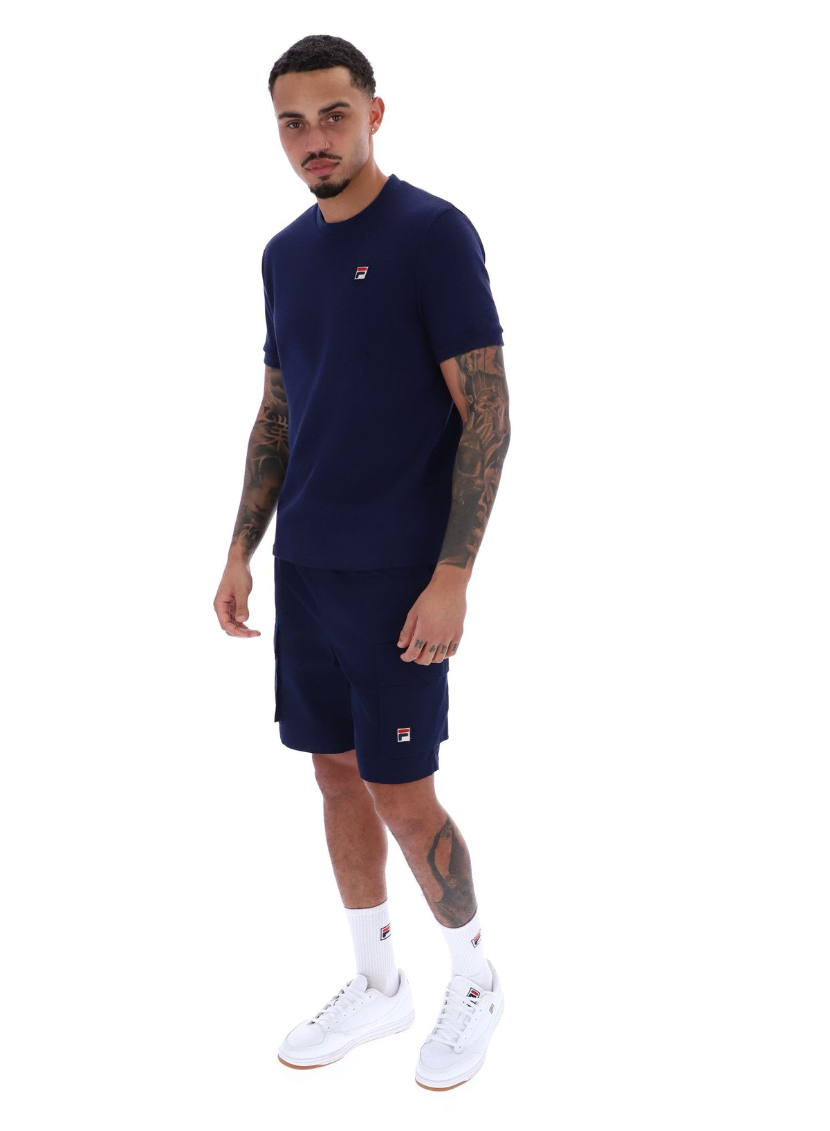 Fila Navy Ash Micro Waffle Ringer T-Shirt - Fila Navy