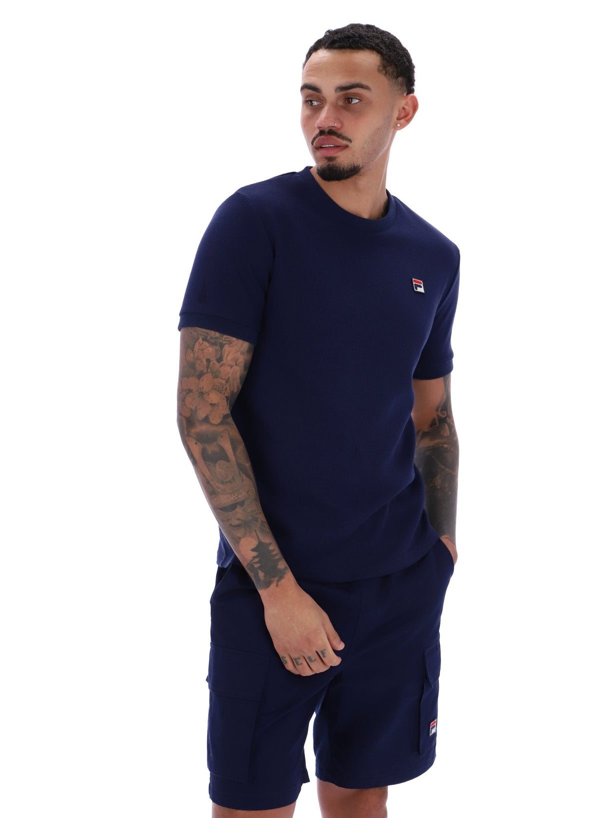 Fila Navy Ash Micro Waffle Ringer T-Shirt - Fila Navy
