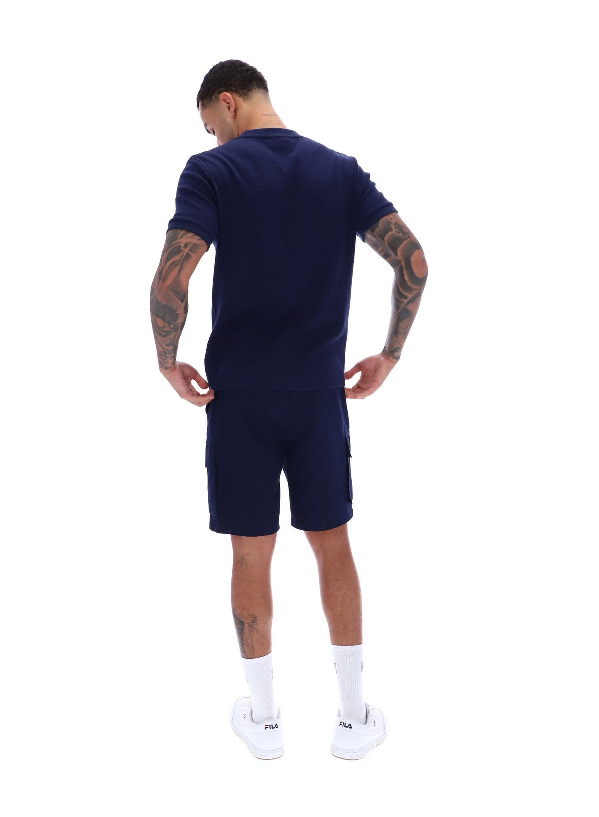Fila Navy Ash Micro Waffle Ringer T-Shirt - Fila Navy
