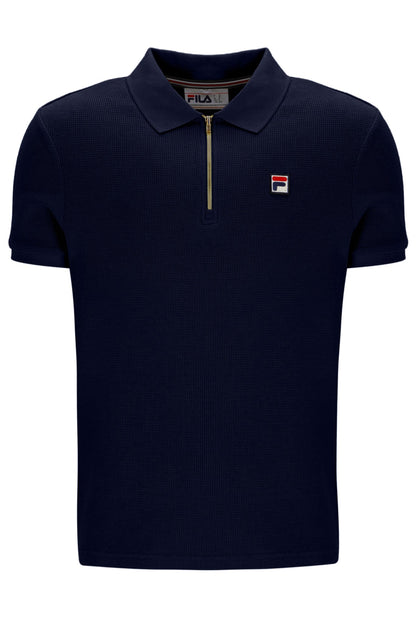 Fila Navy Benjamin Micro Waffle Polo - Fila Navy