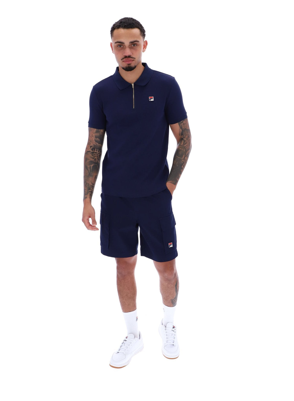 Fila Navy Benjamin Micro Waffle Polo - Fila Navy