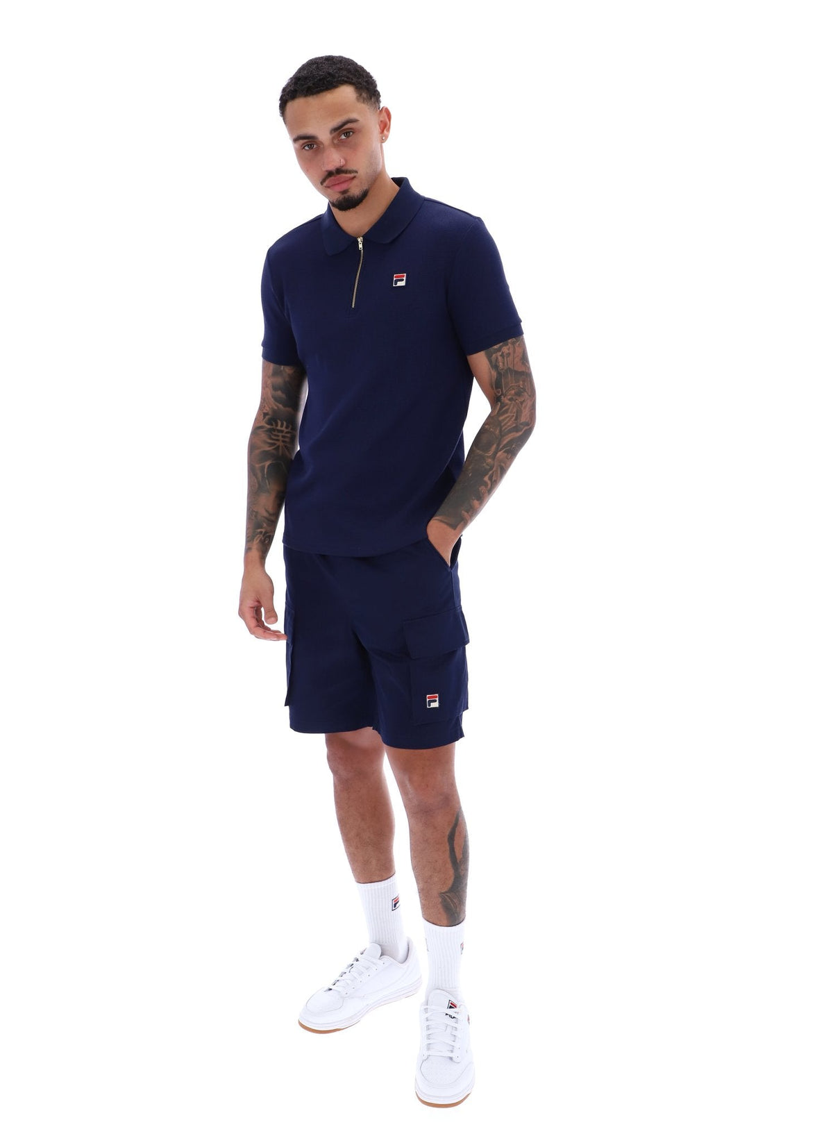Fila Navy Benjamin Micro Waffle Polo - Fila Navy