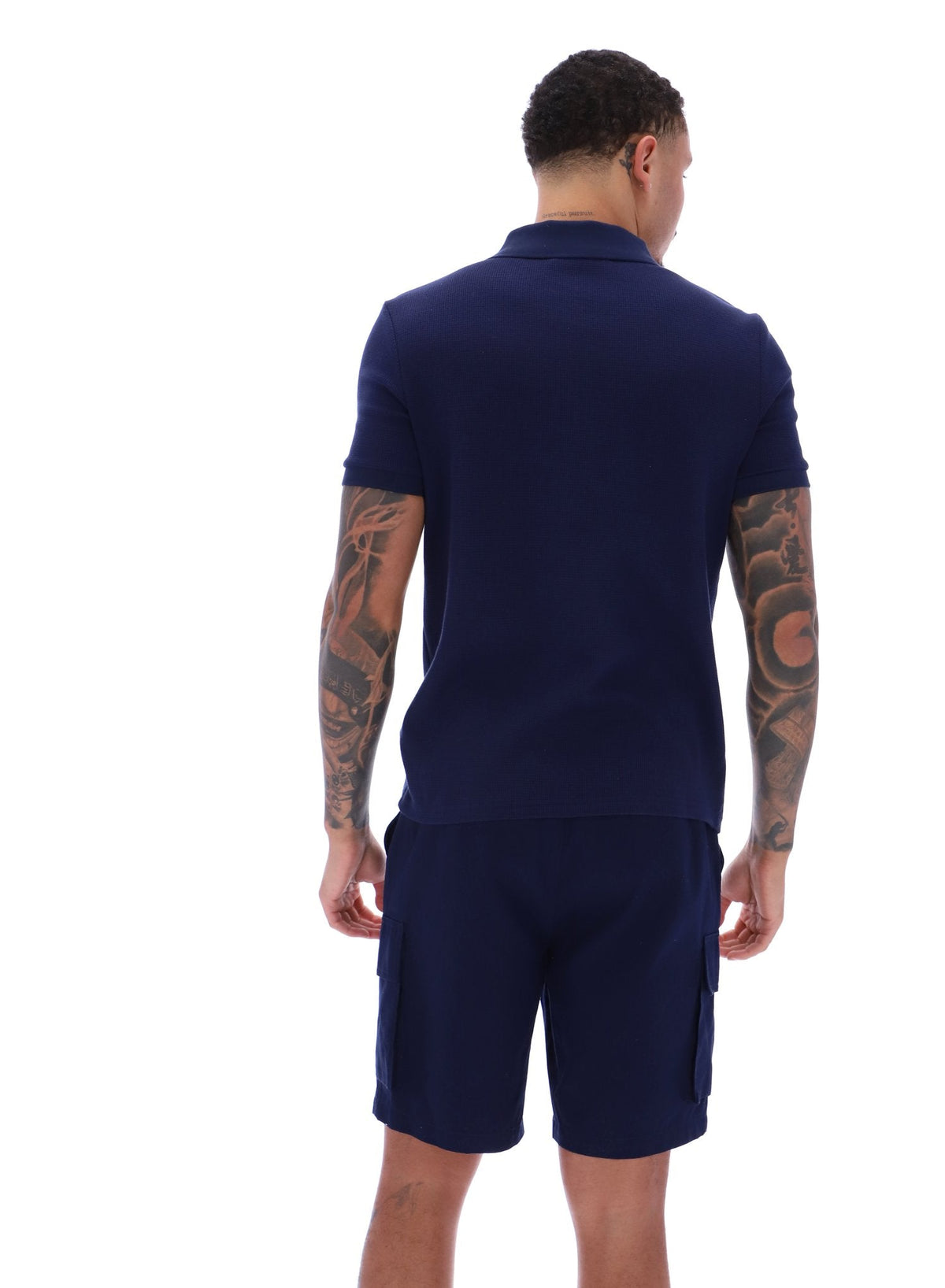 Fila Navy Benjamin Micro Waffle Polo - Fila Navy