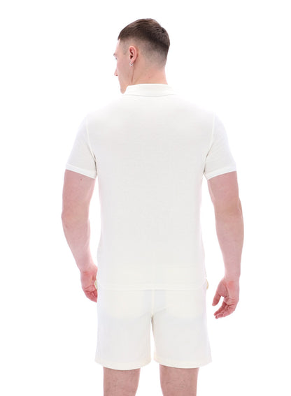 Gardenia Benjamin Micro Waffle Polo - Gardenia