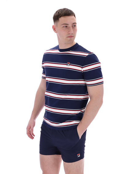 Striped Sanders Yarn Dye T-Shirt - Fila Navy