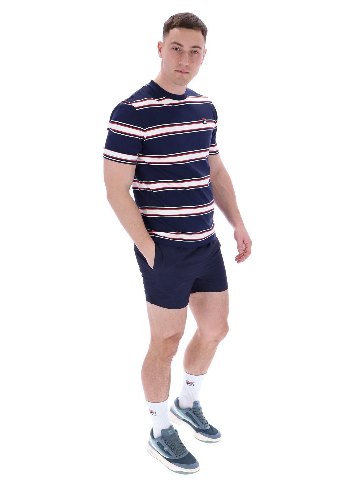 Striped Sanders Yarn Dye T-Shirt - Fila Navy