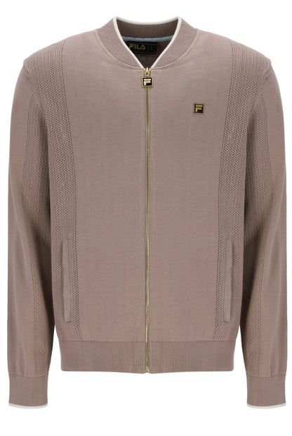 Mocha Meringue Ferguson Open Knit Pointelle Panel Track Top - Mocha Meringue