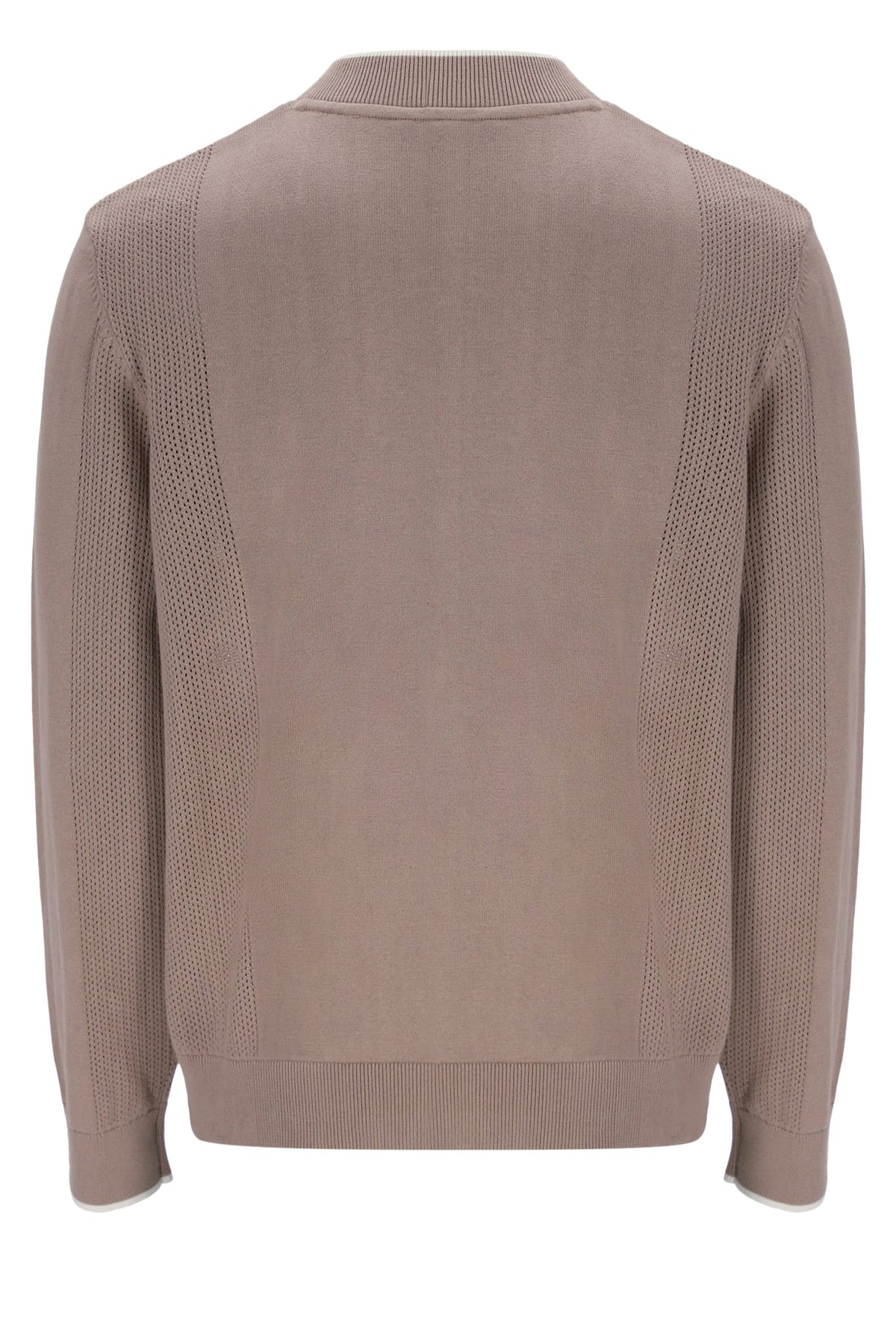 Mocha Meringue Ferguson Open Knit Pointelle Panel Track Top - Mocha Meringue