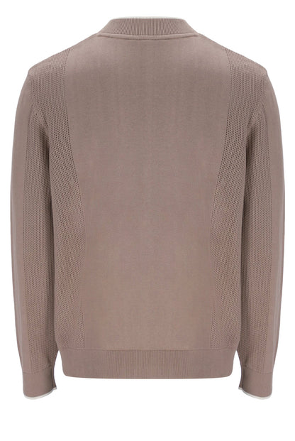Mocha Meringue Ferguson Open Knit Pointelle Panel Track Top - Mocha Meringue