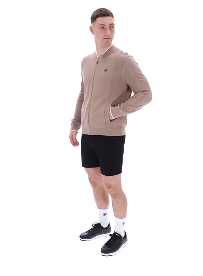 Mocha Meringue Ferguson Open Knit Pointelle Panel Track Top - Mocha Meringue