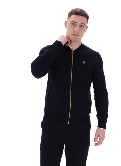Black Ferguson Open Knit Pointelle Panel Track Top - Black